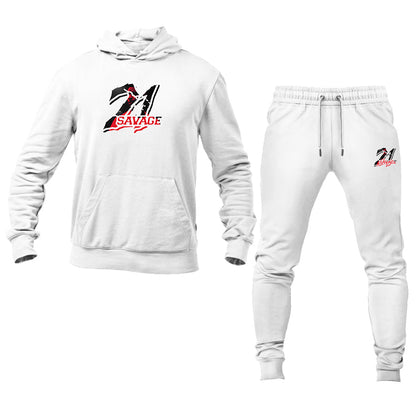 Men's 21 Savage Music Logo Hoodie Joggers Set