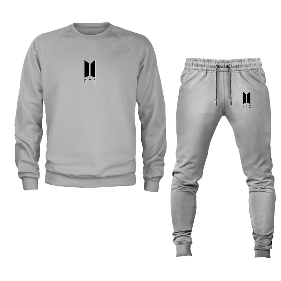 Men's BTS Music Logo Crewneck Sweatshirt Joggers Suit